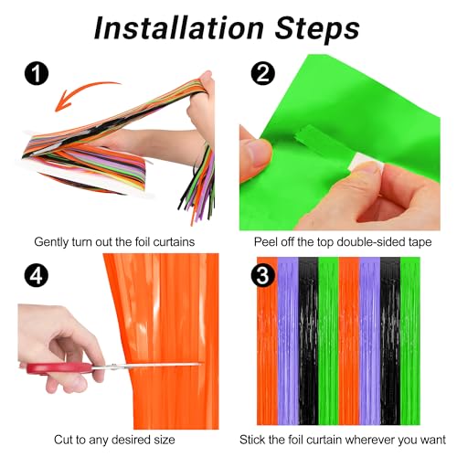 Halloween Foil Curtain Decorations 2 Pack - Orange, Purple, Black, Green