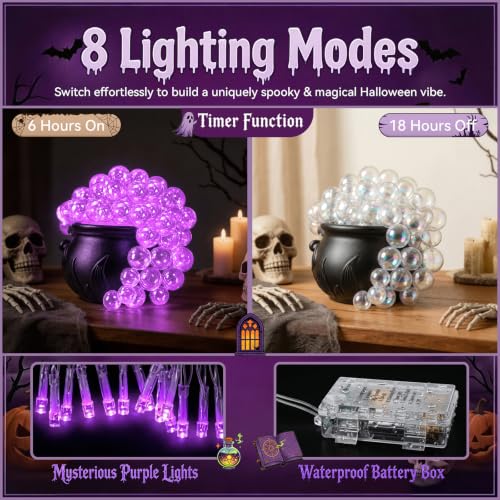 Indoor Halloween Bubbling Cauldron Decoration Kit with LED Lights & Accessories