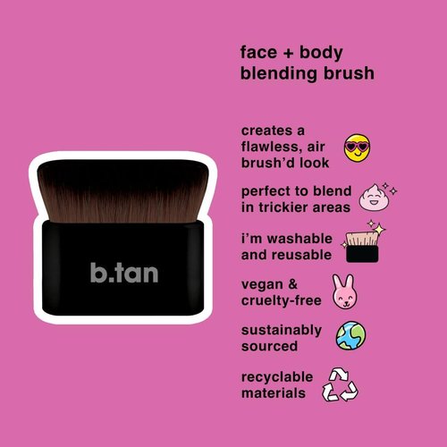 b.tan Face & Body Blending Brush - Air Brush'd Kabuki Applicator for Flawless, Streak-Free Tan & Makeup