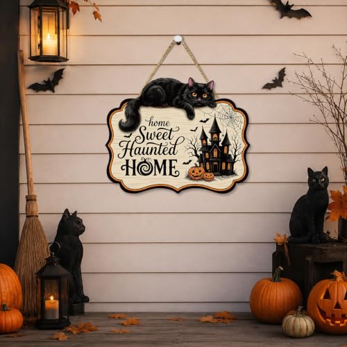 Halloween Black Cat Wreath Decoration for Front Door - Halloween 01