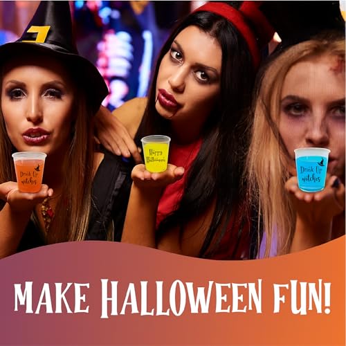 Halloween Shot Glasses Set of 100 - Spooky Plastic Drinkware for Party Decorations