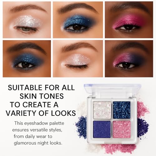 Glitter Eyeshadow Palette 4 Colors Sparkle Long Lasting Waterproof Makeup Kit