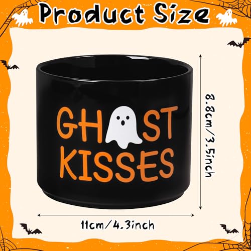 Halloween Ghost Kisses Ceramic Candy Dish Cauldron - Mini Tiered Tray Decor, Snack Bowl, Gift