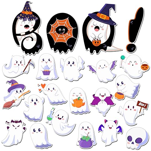 Halloween Ghost Magnets - 22 Pack Car Garage Door Fridge Decor - Variation of Ghost