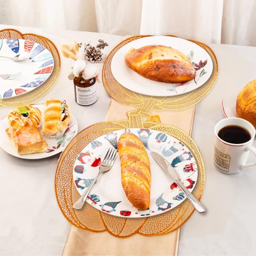 Pumpkin Placemats Set of 6 - Orange Harvest Fall Thanksgiving Table Decor