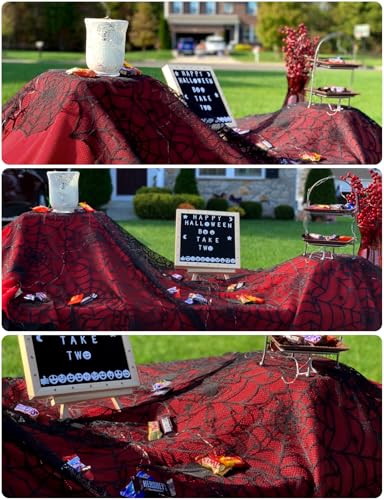 Halloween Spider Web Lace Tablecloth - Black 60"x71" for Rectangle Tables - Gothic Halloween Decor