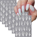 Halloween Skeleton Nail Stickers - 6 Sheets 5D Embossed Skull Decals for Manicure
