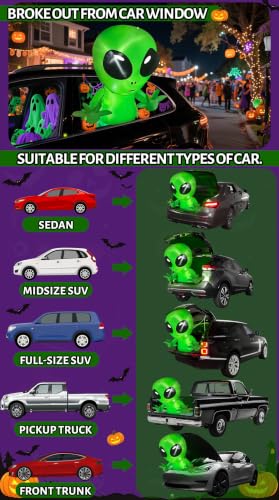 3 Ft Halloween Inflatable Alien Car Decoration for Trunk or Treat