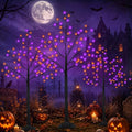 Halloween Tree with Purple and Orange Lights - 3 Pack 4/5/6FT LED Spooky Decor