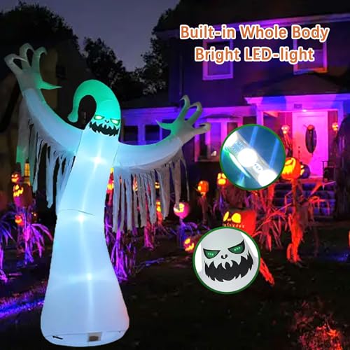 10 FT Giant Ghost Inflatable Halloween Yard Decoration with LED Lights