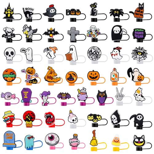 80Pcs Halloween Straw Cover Caps for Tumblers - 10mm Dust-Proof Reusable Tips