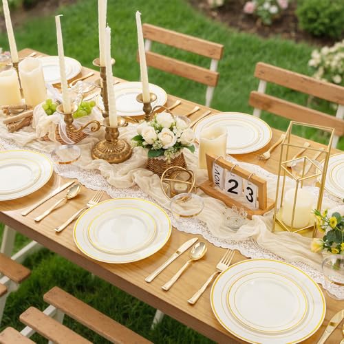 350-Pack Ivory Disposable Plates for 50 Guests - Thanksgiving & Wedding Party Set Variation of THIS listing