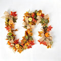 Fall Garland with Maple Leaves Pumpkins Burlap Bows Berries 6FT