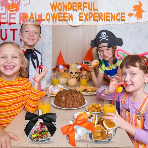 8-Piece Glass Pumpkin Candy Jars with Lids - Halloween Fall Decor Set