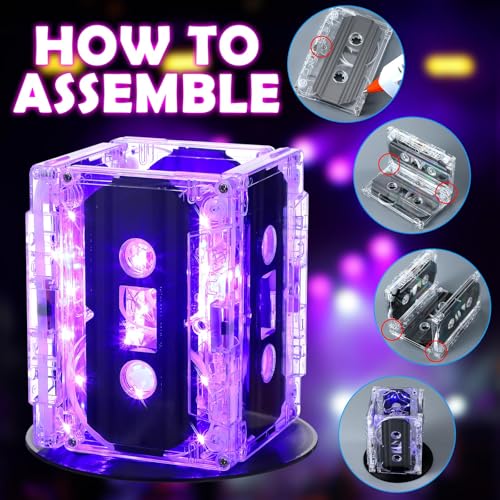 80s Party Decorations Cassette Tape Centerpieces with LED Lights Set