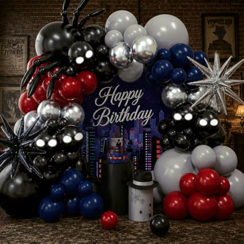 Balloon Arch Kit 130Pcs Superhero Spider Theme Party Decorations for Birthdays & Halloween