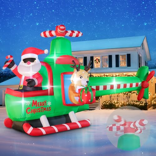 8.5 FT Christmas Inflatable Santa Helicopter with LED Lights for Outdoor Yard Decor