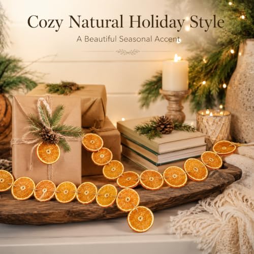 Dried Orange Garland with 30 Slices - Rustic Christmas Decor, 10ft - Variation 02