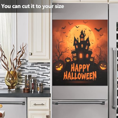 Halloween Haunted House Pumpkins Orange Dishwasher Magnet Cover - Festive Kitchen Decor
