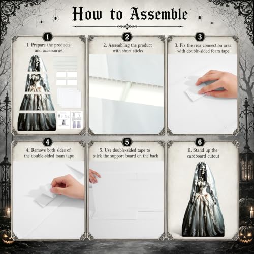 Halloween Ghost Bride Cardboard Cutout - Spooky Skeleton Woman Standee for Haunted House & Yard Decor