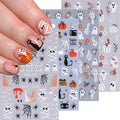 Halloween Nail Stickers 4 Sheets 5D Embossed Decals Spider Web Pumpkin Ghost Mummy Colorful-7