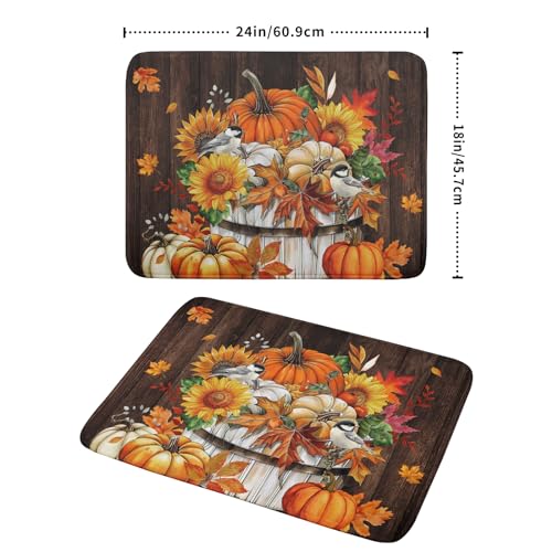 Pumpkin Bucket Dish Drying Mat - Halloween Thanksgiving Kitchen Decor 18x24 Inch