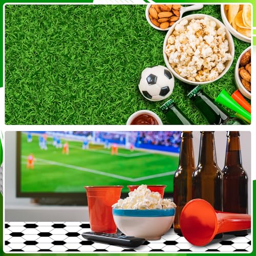 Soccer & Grass Party Tablecloths 84 Inch Disposable Circle Cover - 6 Pack