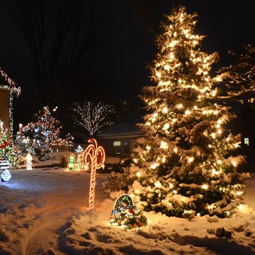 Outdoor Indoor Christmas String Lights - 99FT 300 LED Warm White Fairy Lights with 8 Modes & Timer - Green Wire