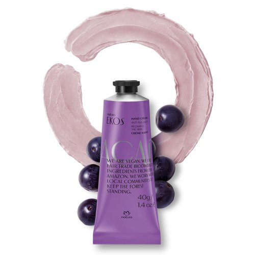 Natura - Ekos Açaí Hand Cream - Fast Absorbing Anti-Dullness Balm - Vegan Skin Moisturizer - 1.41oz (40g)