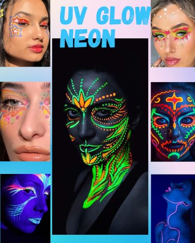 Red UV Neon Eyeliner Pencil - Halloween Rainbow Colored Gel Makeup - B01