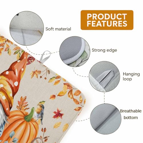 Fall Dish Drying Mat Pumpkin Orange 18x24 Inch | Absorbent Microfiber Kitchen Counter Mat