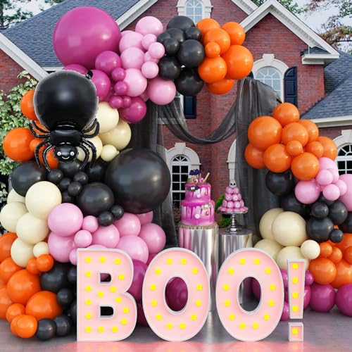 Halloween Balloons Garland Kit with Foil Ghost Spider Bat & Pastel Balloons