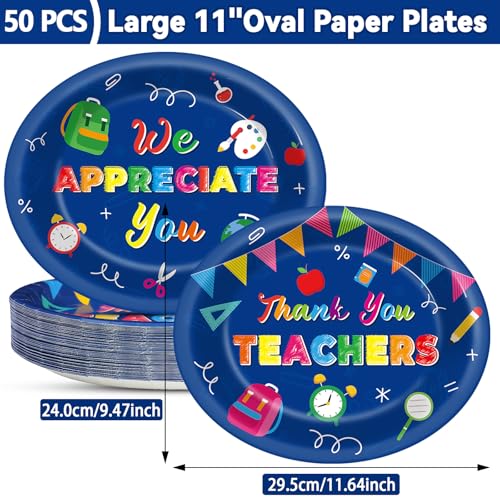 Thank You Teachers Paper Plate Set - 50pcs 11-Inch Disposable Party Supplies