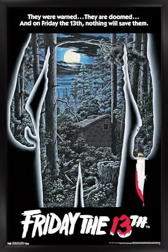 Friday the 13th Wall Poster - Black Framed 22.375 x 34 inches - Modern Room Decor
