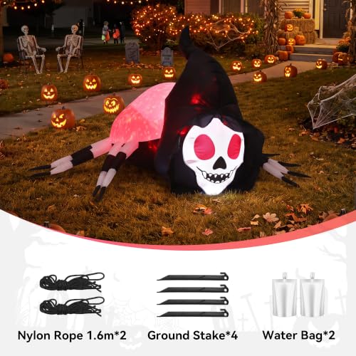 Giant 6FT Inflatable Skeleton Spider with Flickering Lights for Halloween Yard Decor