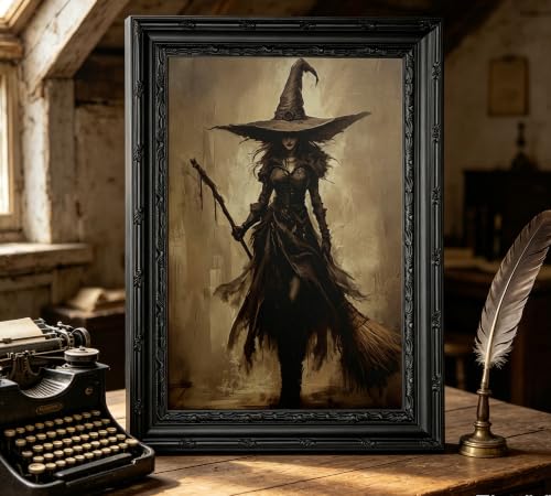 Halloween Witch Wall Art Canvas Framed 24x16 Inch Gothic Mysterious Decor Variation of THIS listing