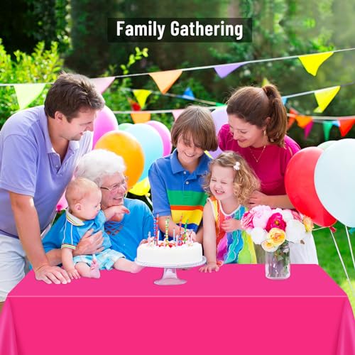 Hot Pink Plastic Tablecloth 15 Pack 54 x 108 Inch Rectangular Party Cover
