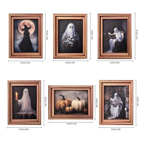 Halloween Ghost Pumpkin Witch Magnet Art Frame Set - 6PCS Halloween Decorations with Variation Ghost Pumpkin Witch