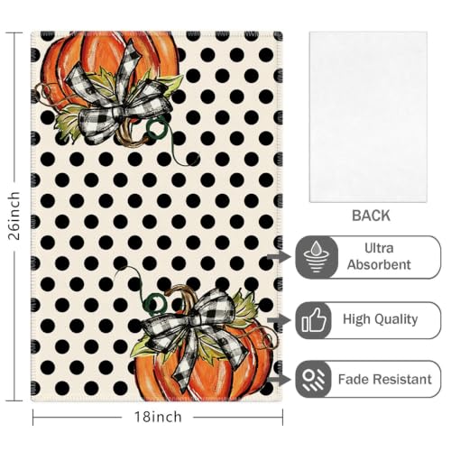 Pumpkins Fall Kitchen Towels Set - 2 Pcs Hand Towels with Pumpkin Bow Variation