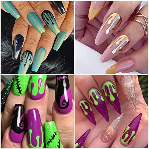 Halloween Nail Art Stickers - Bloody Decals, Fluorescent Water Drop Designs, 12 Sheets