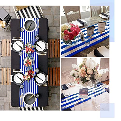 Blue & White Striped Table Runner 12x72 Inches Set of 10 - Elegant Linen Decor