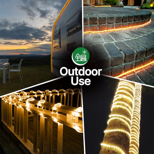 2 Pack Clear Incandescent Rope Lights 24ft Waterproof Connectable Decor
