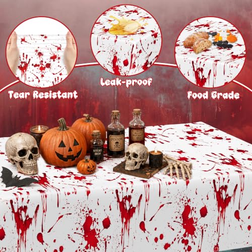 Bloody Halloween Disposable Tablecloths - 4 Pack 54 x 108 Inches