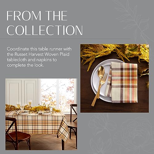 Woven Plaid Table Runner - Fall Harvest Cotton Decor, 13x70 Inches