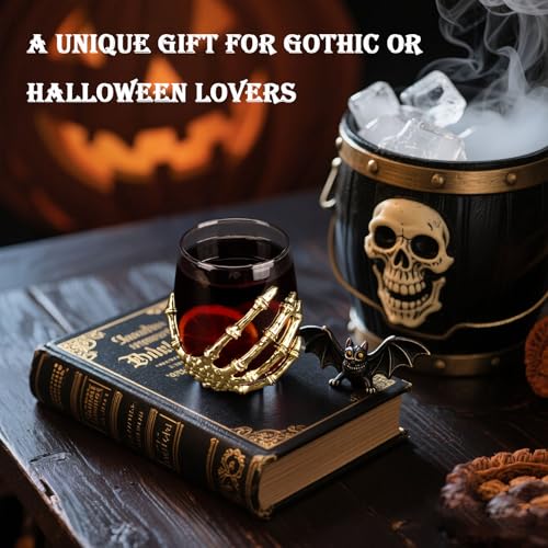 Halloween Skeleton Hand Stemless Wine Glass - 12.5 Oz Gold Skeleton Decor