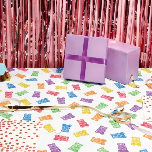 Colorful Candy Land Gummy Bear Tablecloths - Party Decorations, 2 Pack