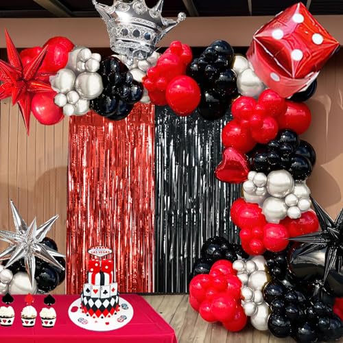 Red and Black Door Streamers Foil Curtain - Casino Halloween Party Decoration - Variation 02