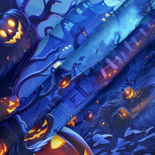 42-Inch Halloween Round Tablecloth with Elastic Fitted Cover - Pumpkin Design (Variation A:b-8)