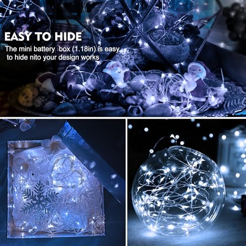 White 48 Pack LED Fairy String Lights Waterproof Battery Operated 7ft for Wedding Party Garden