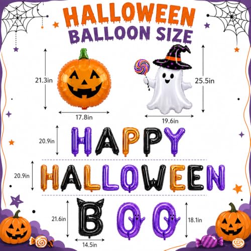 Halloween Balloon Decorations Set with Ghost, Pumpkin & Letter Balloons